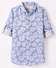 JASH KIDS Cotton Knit Full Sleeves Floral Printed Shirt - Light Blue