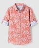 JASH KIDS Cotton Knit Full Sleeves Tropical Theme Printed Shirt - Dark Peach