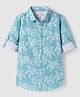 JASH KIDS Cotton Knit Full Sleeves Tropical Theme Printed Shirt - Light Blue