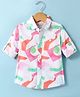 JASH KIDS Cotton Knit Full Sleeves Shirt with Abstract Print - White