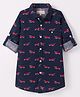 JASH KIDS Cotton Knit Full Sleeves Car Printed Shirt - Navy Blue