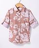 JASH KIDS Cotton Knit Full Sleeves Floral Printed Shirt - Rose Gold
