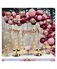 Bubble Trouble Happy Birthday Decorations  Pink Balloons DIY Combo Kit with White Net Curtain Cloth & Fairy LED Lights - Pack of 69