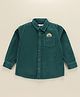 Babyhug Cotton corduroy Woven Full Sleeves Solid Corduroy Shirt With Badge Detailing - Teal Blue