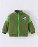 Kookie Kids Full Sleeves Colour Block Solid Winter Jacket with Brand Text Patch - Green