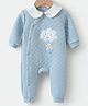 Kookie Kids Full Sleeves Peter Pan Collared Winter Wear Romper with Cloud & Bear Patch- Sky