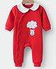 Kookie Kids Full Sleeves Peter Pan Collared Winter Wear Romper with Cloud & Bear Patch- Red