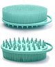 MOMISY Ultra Soft 2-in-1 Body & Shampoo Brush, Exfoliating Silicone Bath Scrubber, Premium Silicone Loofah, Scalp Massager (Green)