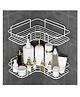 MOMISY Wall Mounted Self Adhesive Corner Shelf for Bathroom Corner/Kitchen Rack Holder with Magic Sticker/Bathroom Organizer without Drill (2, L shape White)
