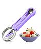 MOMISY Melon Baller Scoop Set, Professional 4 in 1 Stainless Steel Fruit Carving Tools Set,Fruit Scooper Seed Remover Watermelon Knife for Dig Pulp Separator (4 in 1 Scoop) (Purple)