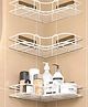 MOMISY Wall Mounted Self Adhesive Corner Shelf for Bathroom Corner/Kitchen Rack Holder with Magic Sticker/Bathroom Organizer without Drill (3, L shape White)