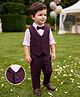 Mark & Mia Full Sleeves Polka Dots Printed 3 Piece Party Suit with Bow - Wine