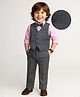 Mark & Mia Full Sleeves Solid Colour Textured 3 Piece  Party Suit with Bow - Charcoal Grey & Pink