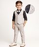 Mark & Mia Cotton Woven Full Sleeves Checkered 3 Piece Party Suit With Bow - Off White