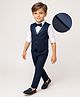Mark & Mia Cotton Woven Full Sleeves Solid Colour 3 Piece Party Suit With Bow - Navy Blue