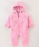 Yellow Apple Knit Full Sleeves Hooded Romper - Pink