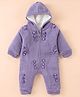 Yellow Apple Knit Full Sleeves Hooded Romper - Lilac