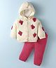 Yellow Apple Full Sleeves Hooded Sweater Set with Grapes Applique - Cream