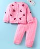 Yellow Apple Full Sleeves Sweater Set With Cherry Embroidery & Applique & Hairband - Pink