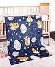 Babyhug Single Ply Mink Blanket Cute Fox Print - Navy Blue