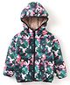 Yellow Apple Woven Full Sleeves Hooded Padded Winter Jacket with Camouflage Design - Dark Green