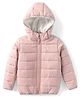 Yellow Apple Woven Full Length Padded Hooded Winter Jacket - Peach