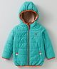 Yellow Apple Full Sleeves Padded Hooded Jacket With Logo Detailing - Green