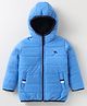 Yellow Apple Full Sleeves Padded Hooded Jacket With Logo Detailing - Blue