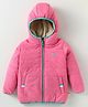 Yellow Apple Full Sleeves Padded Hooded Jacket With Logo Detailing - Dark Pink