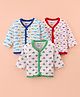 Bodycare Cotton Knit Full Sleeves Anti Bacterial  Front Open Jhablas with Car Submarine & Aeroplane Print Pack of 3 - White