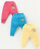 Bodycare Cotton Knit Full Length Dino Car &  Text Printed Thermal Pants Pack of 3 - Red Blue & Light Yellow
