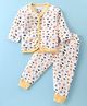 Bodycare Cotton Full Sleeves Front Open Winter Wear Thermal Set with Rainbow Print - Off White