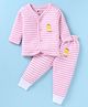 Bodycare Cotton Knit Full Sleeves Thermal Vest & Pant Set With Giraffe Print - Pink & White