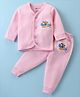 Bodycare Cotton Knit Full Sleeves Thermal Inner Wear Set With Animal Print - Baby Pink & White