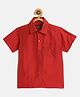 THANGAMAGAN Viscose Half Sleeves Soild Lining Shirt - Red