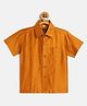THANGAMAGAN Viscose Half Sleeves Soild Lining Shirt - Mustard