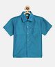 THANGAMAGAN Viscose Half Sleeves Soild Lining Shirt -  Dark Blue