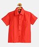 THANGAMAGAN Viscose Half Sleeves Soild Lining Shirt - Red