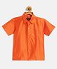 THANGAMAGAN Viscose Half Sleeves Soild Lining Shirt - Orange