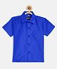 THANGAMAGAN Viscose Half Sleeves Soild Lining Shirt - Blue
