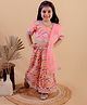 Junitos Cotton Half Sleeves Floral Printed & Gota Lace Embellished Lehenga Choli With Dupatta - Pink