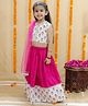 Junitos Cotton Sleeveless Floral Printed & Gota Lace Embellished Lehenga Choli With Dupatta - Pink & White