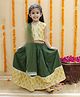 Junitos Cotton Sleeveless Floral Printed & Gota Lace Embellished Lehenga Choli With Dupatta - Green & Yellow