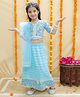 Junitos Cotton Half Sleeves Floral Printed & Gota Lace Embellished Lehenga Choli Set With Dupatta - Blue
