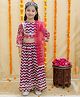 Junitos Cotton Full Sleeves Zig Zag Printed & Gota Lace Embellished Lehenga Choli With Dupatta Set - Red