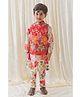 Tiber Taber Full Sleeves Floral Printed Coordinating Kurta Pyjama With Jacket - Cream
