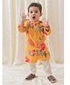 Tiber Taber Cotton Full Sleeves Floral Printed Kurta Pant Set - Yellow