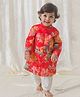 Tiber Taber Cotton Full Sleeves Floral Printed Kurta Pyjama Set - Red
