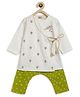 Tiber Taber Full Sleeves Abstract Embroidered Angrakha Style Kurta With Bandhani Printed Pyjama - White