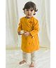 Tiber Taber Full Sleeves Ram Text Embroidered Angrakha Style Kurta With Pyjama - Yellow